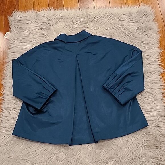 J jill stretch cropped teal cotton flowy lined jacket size small - Picture 7 of 9